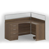 L-Shape Corner Workstation with Side Drawers, Brown Color Huimei Furniture