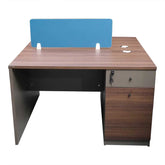 Huimei Workstation For Two People (x2) with Side Drawers, Brown Color Huimei Furniture