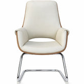 Huimei YS-2217-C Visitor Chair – Off-White Leather with Chrome Sled Base