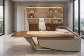 TL-278 Luxury Executive Desk with Veneer Wood & Smart LED Lighting
