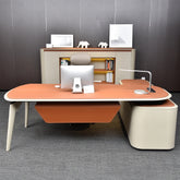 H-07 Luxury Executive Office Desk – 240 x 210 cm – Nubuck Leather Finish