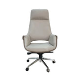 Huimei YS-2217-A Executive Office Chair – Off-White Leather with Chrome Base Huimei Furniture
