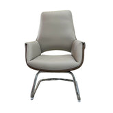 Huimei YS-2217-C Visitor Chair – Off-White Leather with Chrome Sled Base Huimei Furniture
