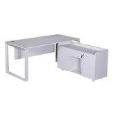 Huimei White Office Table with Movable Side Table Huimei Furniture