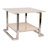Huimei Square Coffee Table with Stainless Steel Frame and Tempered Glass Top β Silver & White Huimei Furniture