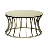 Huimei Coffee Table with Tempered Glass Top and Stainless Steel Base – White & Silver (80x80 cm) Huimei Furniture