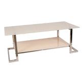 Huimei Stainless Steel Rectangle Coffee Table with Tempered Glass – Silver & White Huimei Furniture