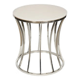 Huimei Coffee Table with Tempered Glass Top and Stainless Steel Base – White and Silver Huimei Furniture