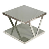 Huimei Grey Tempered Glass Coffee Table with Stainless Steel Frame Huimei Furniture