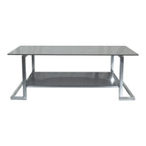 Huimei Rectangular Coffee Table With Tempered Glass and Stainless Steel Base Grey Color Huimei Furniture