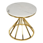 Huimei Round Marble Coffee Table with Gold Stainless Steel Base – White and Golden Color Huimei Furniture