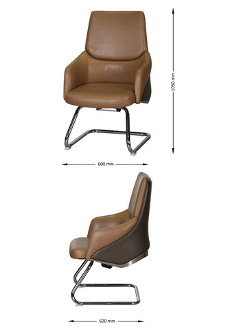 Huimei Office Visitor Chair YS-1524-C, Brown Color