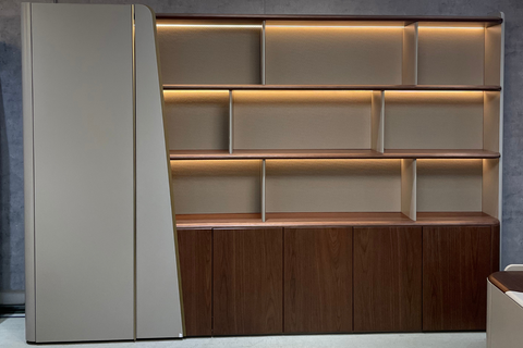 TL-318 Executive Storage Cabinet with Display Shelves – Veneer Wood Finish (312 × 216 cm)