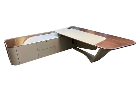 TL-278 Luxury Executive Desk with Veneer Wood & Smart LED Lighting