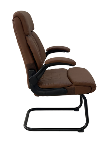 CO-488 Executive Visitor Chair – Premium Leather Office Chair (Black & Brown)
