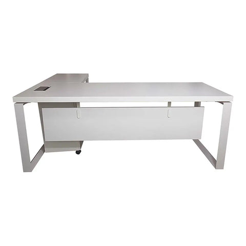 Huimei Executive Office Table with Side Table, Matt White Color Huimei Furniture