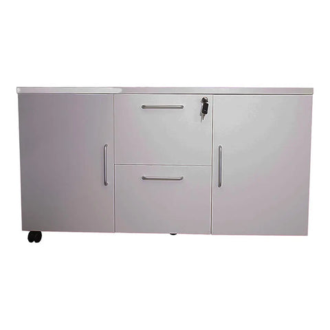 Huimei Executive Office Table with Side Table, Matt White Color Huimei Furniture