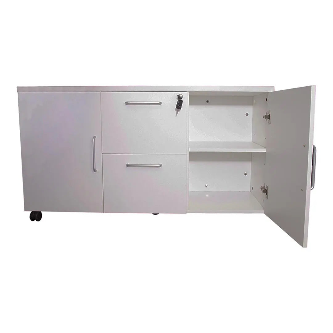 Huimei Executive Office Table with Side Table, Matt White Color Huimei Furniture