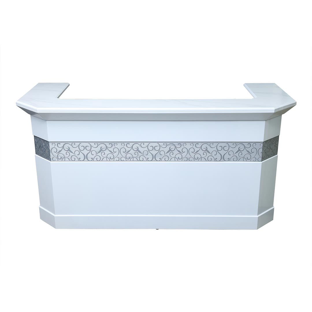 Huimei Glossy Reception Table BG059, White & Grey Color