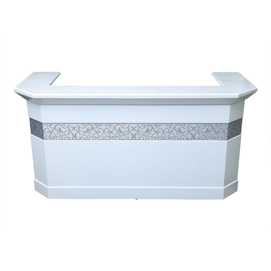Huimei Glossy Reception Table BG059, White & Grey Color
