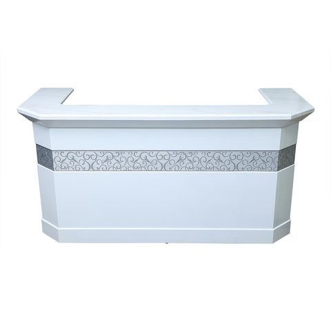 Huimei Glossy Reception Table BG059, White & Grey Color