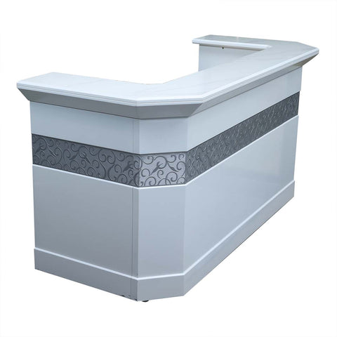 Huimei Glossy Reception Table BG059, White & Grey Color