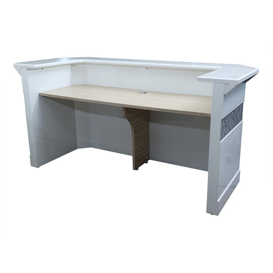 Huimei Glossy Reception Table BG059, White & Grey Color