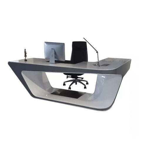 Huimei Glossy Executive Office Table BG-9925, White Color