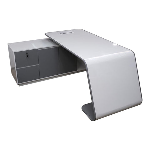 Huimei Executive Office Table BG-9968, Glossy White Color