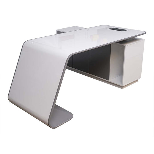 Huimei Executive Office Table BG-9968, Glossy White Color