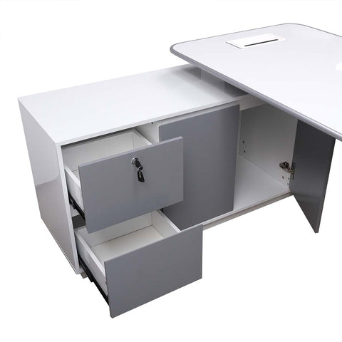 Huimei Executive Office Table BG-9968, Glossy White Color