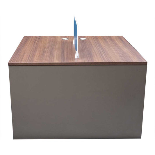 Huimei Workstation For Two People (x2) with Side Drawers, Brown Color