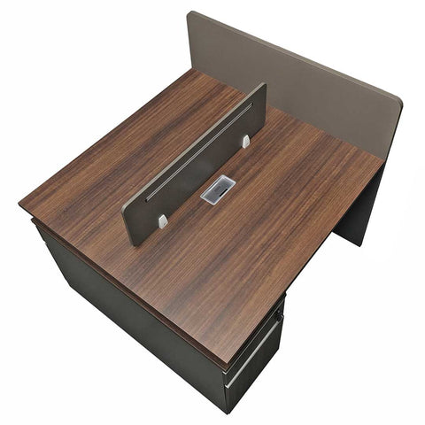 Huimei Workstation For Two People (x2) with Side Drawers, Brown Color