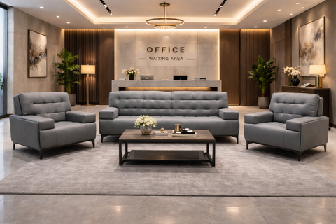 SF-239 Genuine Leather Office Sofa Set – 3+1+1 Reception Sofa