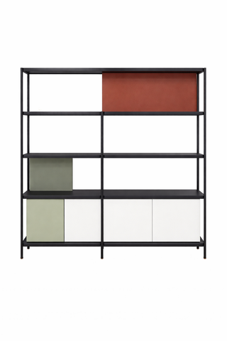 BG17 Open Office Storage Shelf with Cabinets – 174 × 130 cm