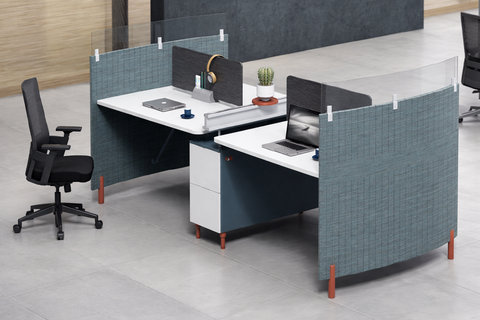 ZY05 Double Workstation with Privacy Panels & Storage – 320 × 140 cm