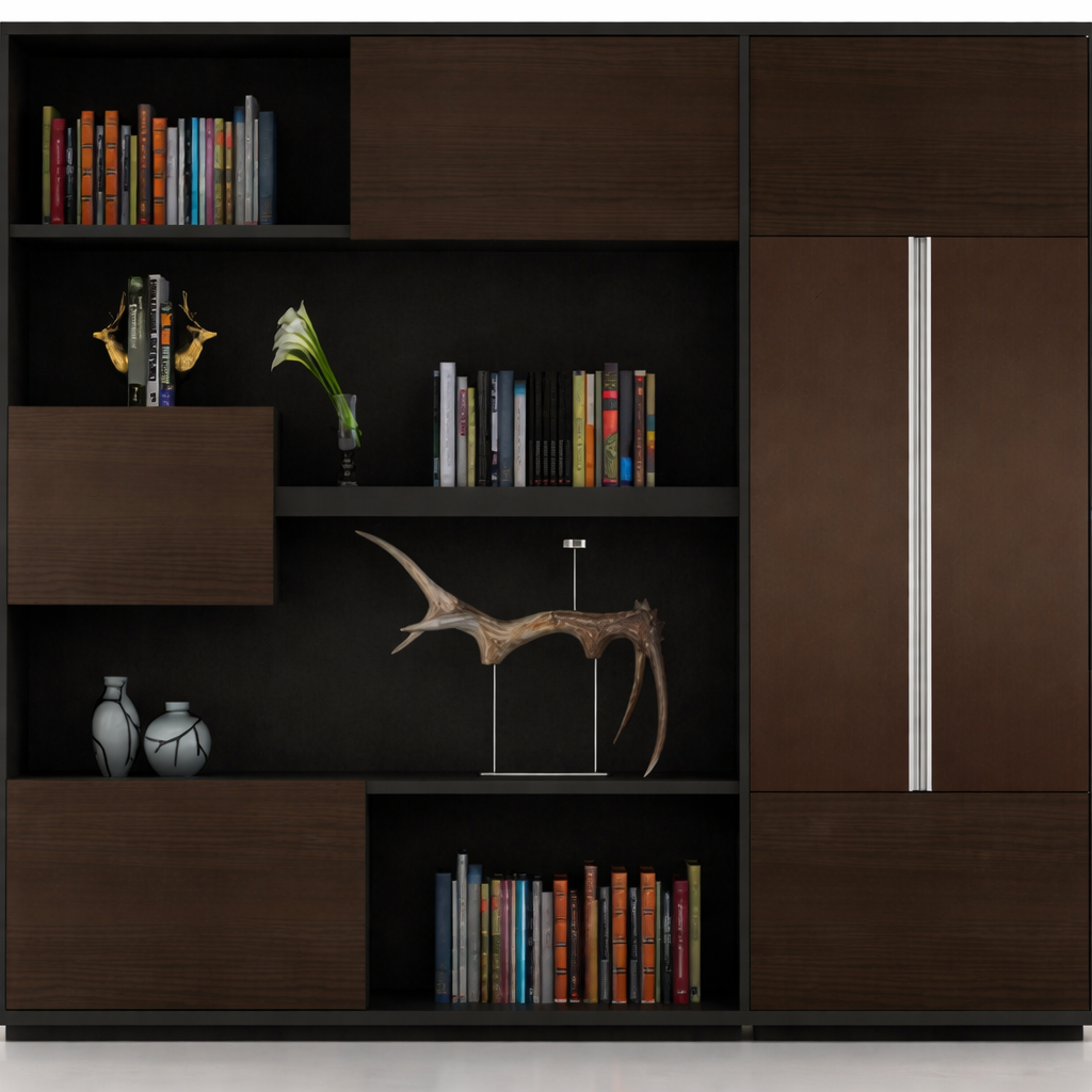 405-C01A+B Executive Leather Storage Cabinet with Shelving – 320 × 200 cm
