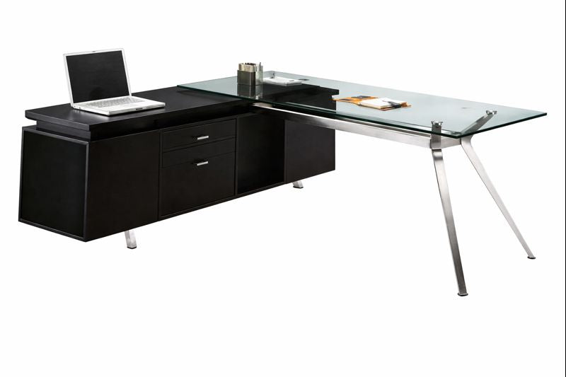 CL-01 Executive Office Desk with Side Cabinet – Leather Finish | 220 × 190 cm