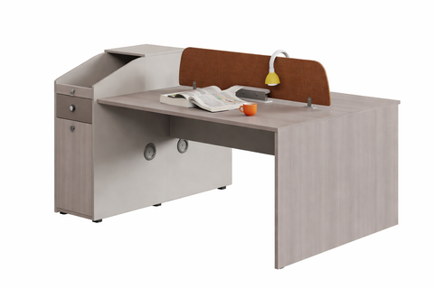 Humei YD-1512-1 Face-to-Face Workstation – Dual Desk with Storage and Privacy Divider