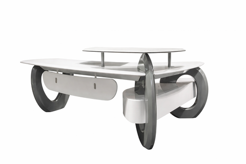 Huimei Executive Office Table – Glossy Grey Color