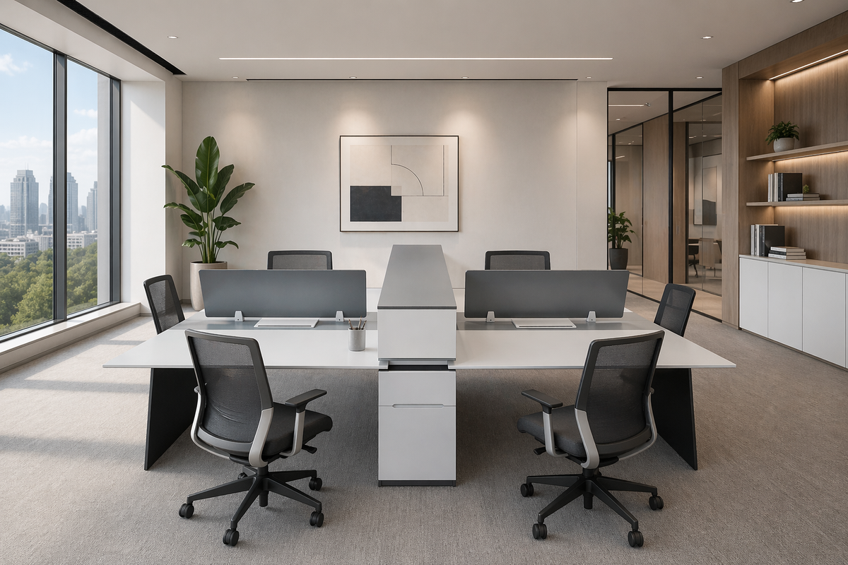 Huimei BG-9927 Modern 4-Person Office Workstation – 270W x 120D x 120H cm