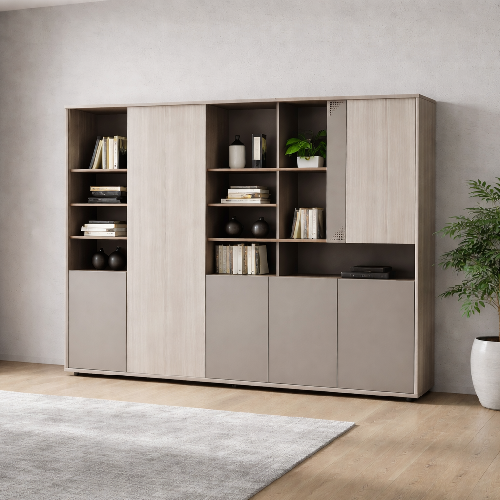 Huimei YD-C240 Office Cabinet, White Oak Color