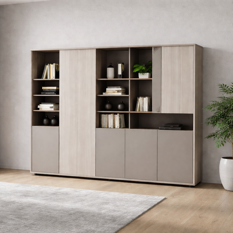 Huimei YD-C240 Office Cabinet, White Oak Color