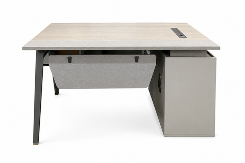 Huimei Office Table in White Oak Finish