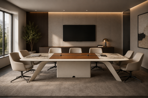 Huimei Executive Office Meeting Table – Grey Veneer Finish