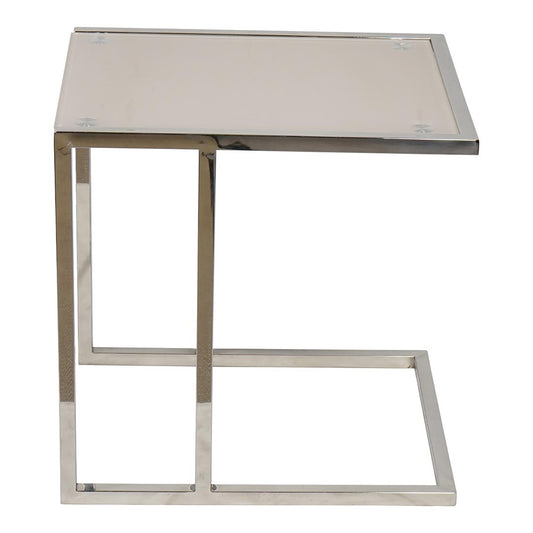 Huimei D-07, Coffee Table made with Tempered Glass, Silver & White Color