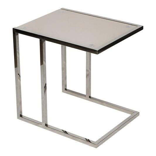 Huimei D-07, Coffee Table made with Tempered Glass, Silver & White Color