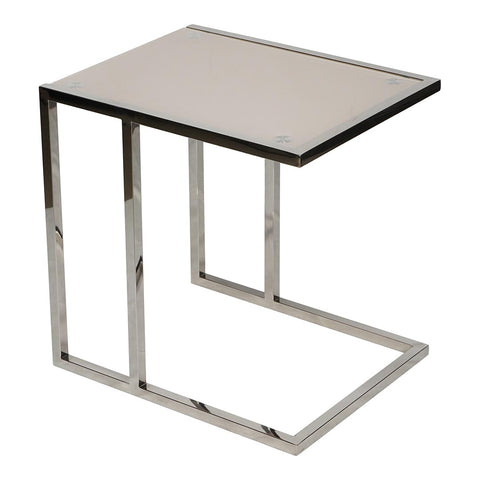 Huimei D-07, Coffee Table made with Tempered Glass, Silver & White Color