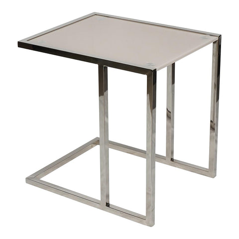 Huimei D-07, Coffee Table made with Tempered Glass, Silver & White Color