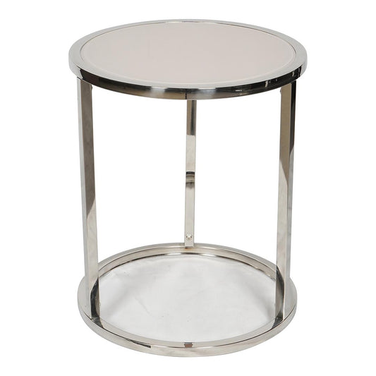 Huimei Coffee Table made with Tempered Glass D-08, Silver & Grey / White Color